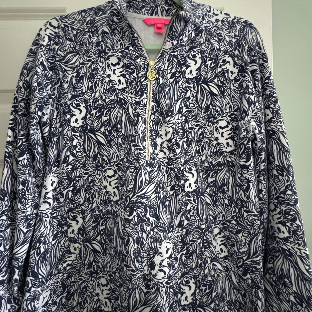 Lilly Pulitzer Navy and White Zip Pullover